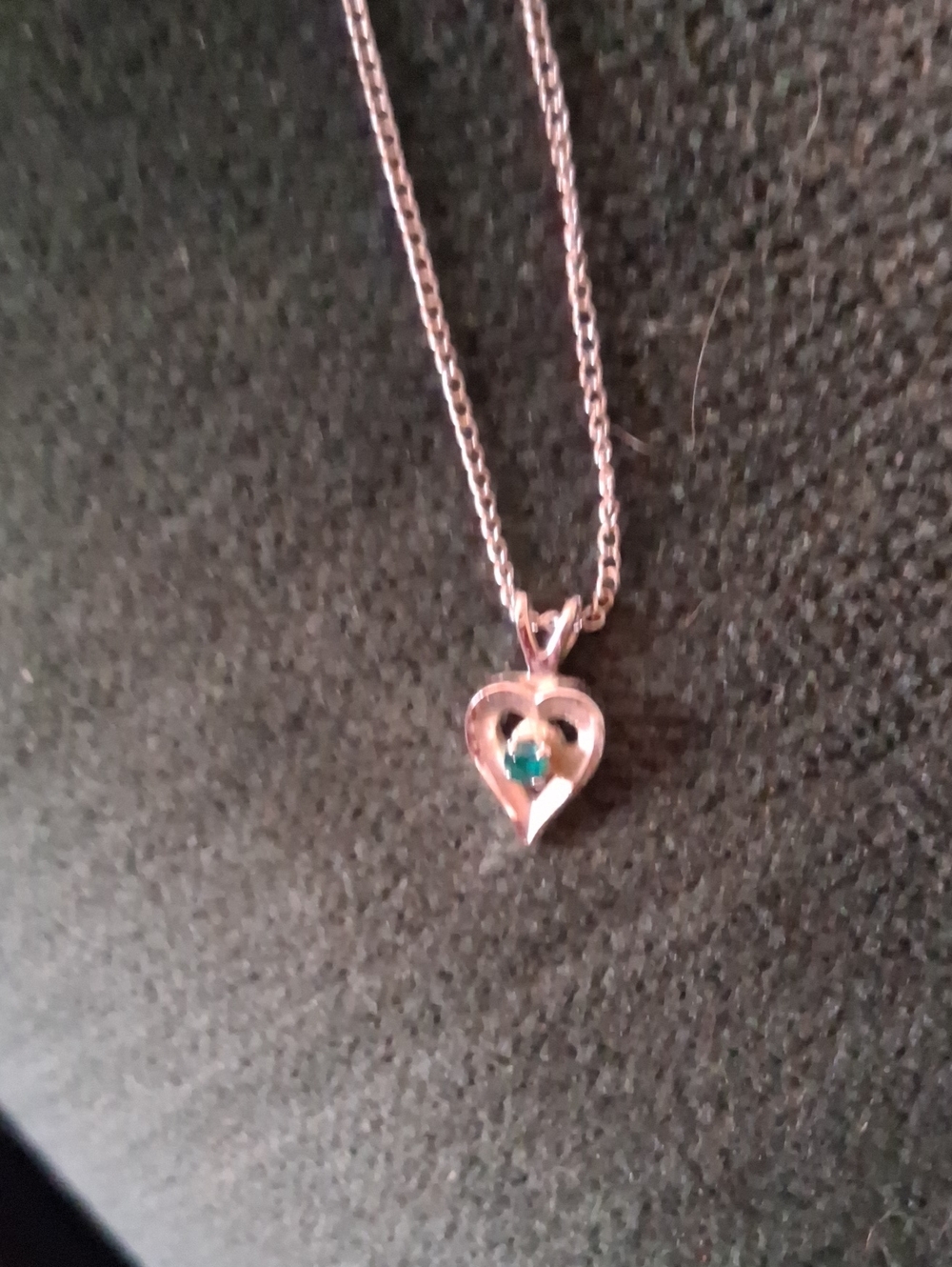Sterling Heart Pendant Necklace with Teal Accent